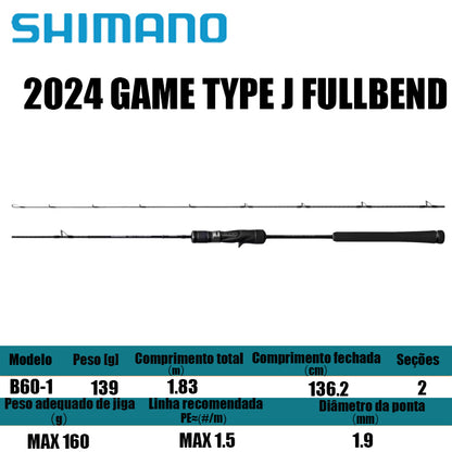 SHIMANO 2024 GAME TYPE J FULLBEND B60-1 para carretilhas de pesca