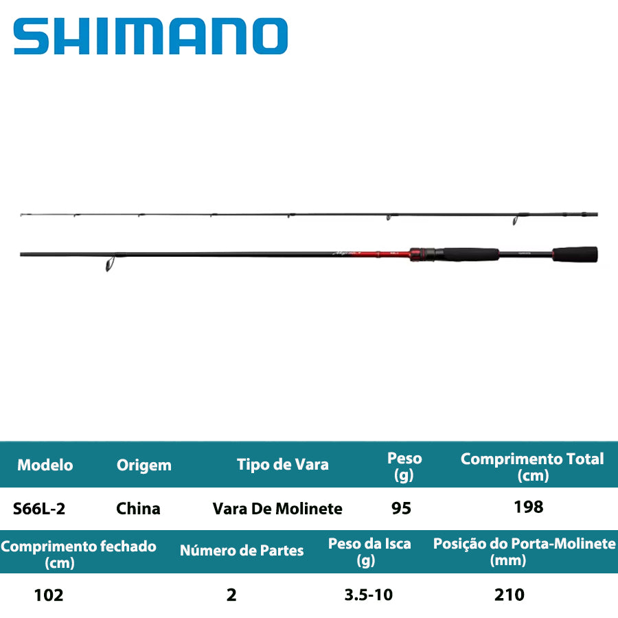 SHIMANO 2026 Majestic+ S66L-2 Vara De Molinete