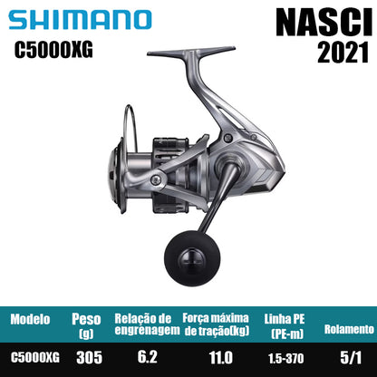 SHIMANO 2021 NASCI carretel de pesca spinning carretel de água doce peças de pesca de água salgada Origem: Malásia