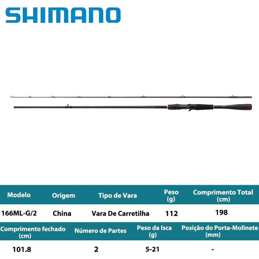 SHIMANO 2022 ZODIAS 166ML-G/2 Vara De Carretilha