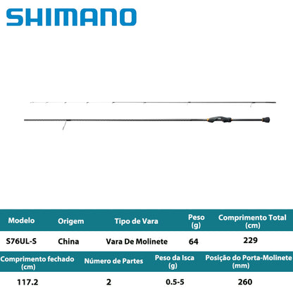SHIMANO 2022 Soare SS S76UL-S Vara De Molinete