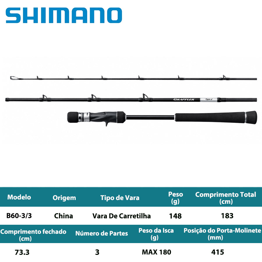SHIMANO 2025 GRAPPLER TYPE J B60-3/3 Vara De Carretilha