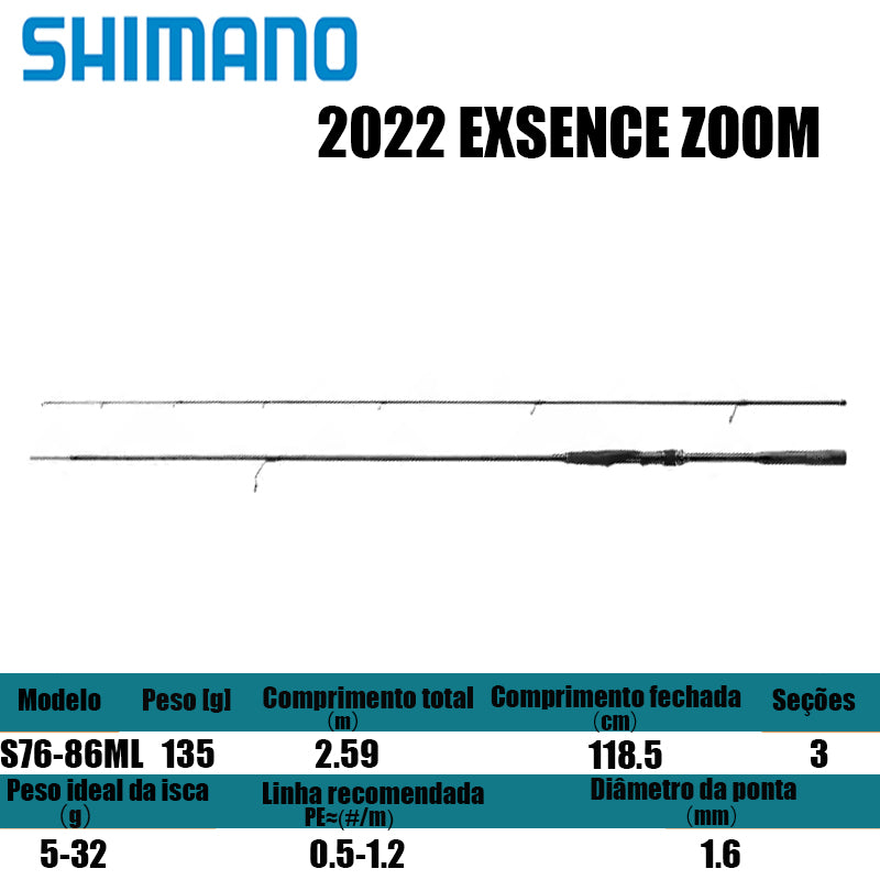 SHIMANO 2022 EXSENCE ZOOM S76-86ML para molinetes de pesca