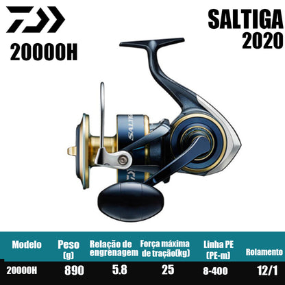 DAIWA 2020 SALTIGA Carretilha de Pesca Spinning Carretilha para Água Doce e Salgada Peças de Reposição Origem: Japão Lançamento de Longa Distância, Pesca de Barco, Pesca de Costa, Pesca Marinha, Carretilhas Grandes de Spinning.