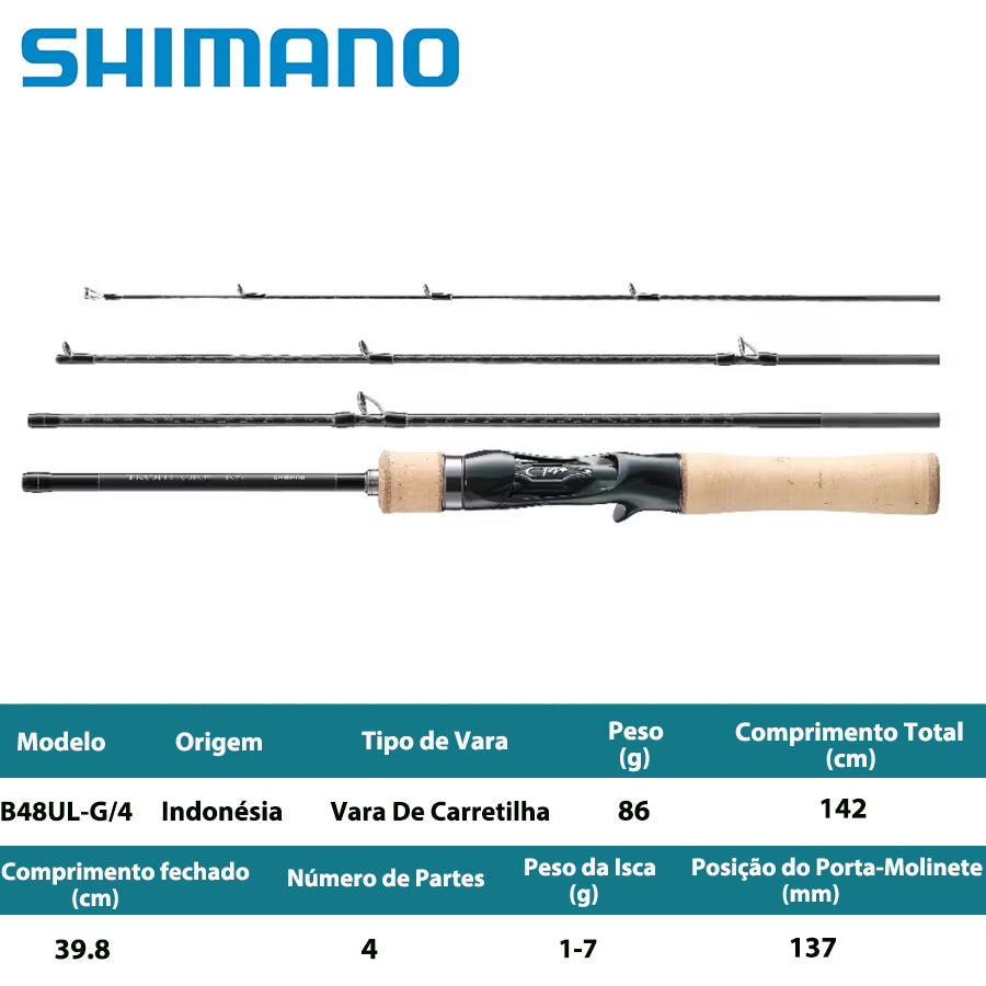 SHIMANO 2024 TROUT ONE NS B48UL-G/4 Vara De Carretilha