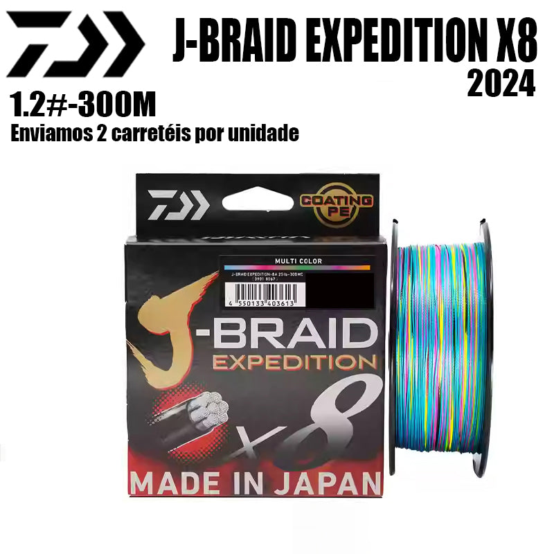 2024 J BRAID X8 EXPEDITION Linha De Pesca PE 300M 1.2 Multicolorido(2 Carretéis)
