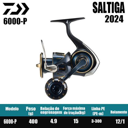 DAIWA 2023 SALTIGA Carretilha de Pesca Spinning Carretilha para Água Doce e Salgada Peças de Reposição Origem: Japão Lançamento de Longa Distância, Pesca de Barco, Pesca de Costa, Pesca Marinha, Carretilhas Grandes de Spinning.
