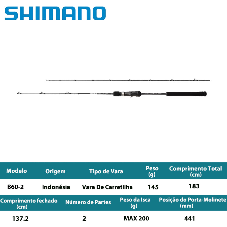 SHIMANO 2022 OCEA JIGGER FULLBEND B60-2 Vara De Carretilha