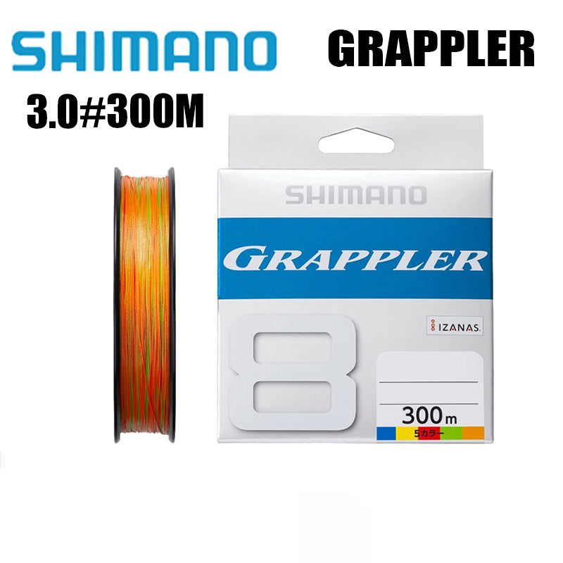 Shimano Grappler 8Braid Linha De Pesca PE 300M 3.0 De Cores Variadas (2 Carretéis)
