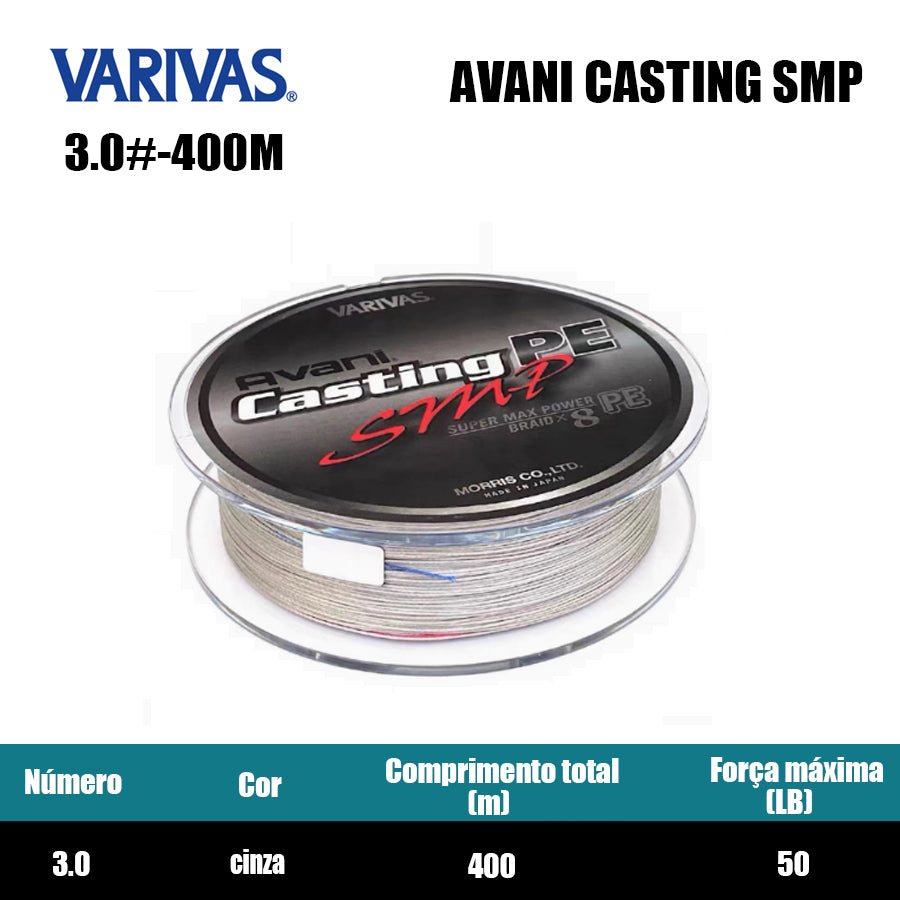 Varivas Avani Casting Smp Linha De Pesca PE 400M 3.0 Cinza (2 Carretéis)