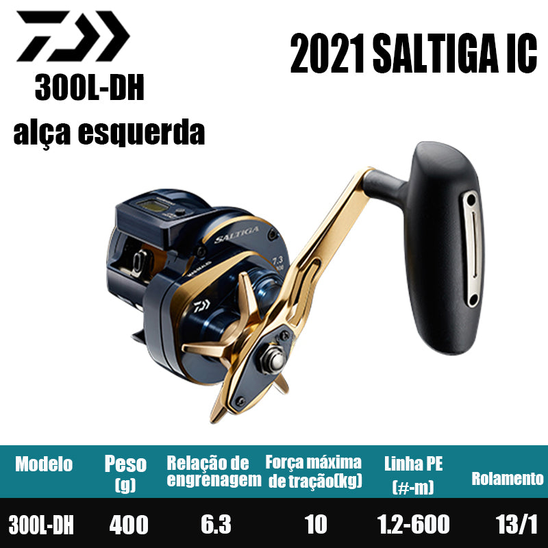 DAIWA 2021 SALTIGA IC 300L-DH alça esquerda