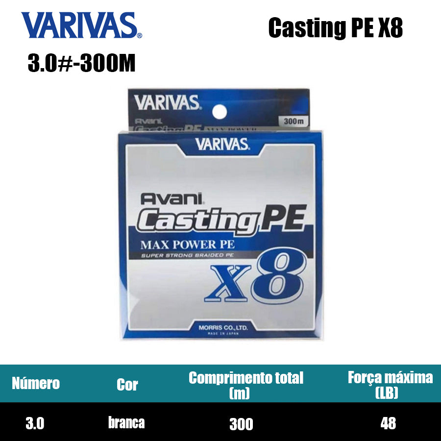 Varivas Casting PE X8 Linha De Pesca PE 300M  Branca (2 Carretéis)