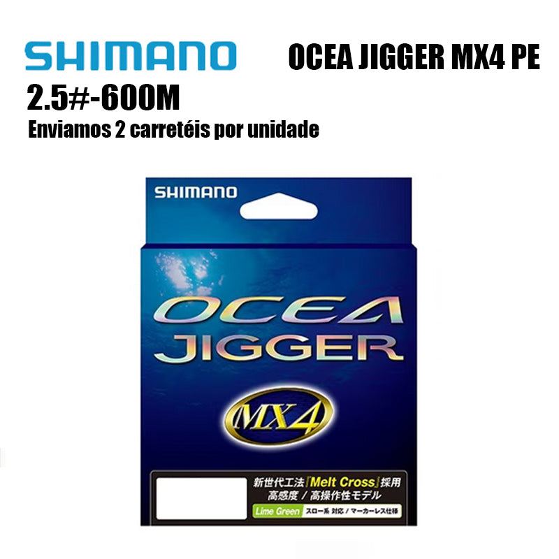 Shimano Ocea Jigger Mx4 PE Linha De Pesca PE 600M 2.5 Verde (2 Carretéis)