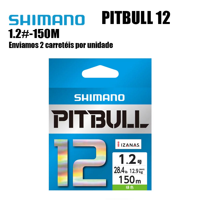 Shimano Pitbull 12X Linha De Pesca PE 150M 1.2 Verde (2 Carretéis)