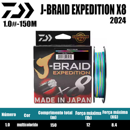 2024 J BRAID X8 EXPEDITION Linha De Pesca PE 300M 150M Multicolorido(2 Carretéis)