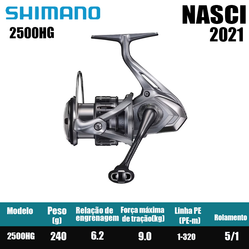 SHIMANO 2021 NASCI carretel de pesca spinning carretel de água doce peças de pesca de água salgada Origem: Malásia