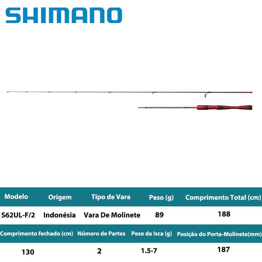 SHIMANO 2024 WORLD SHAULA TECHNICAL EDITION S62UL-F/2 Vara De Molinete
