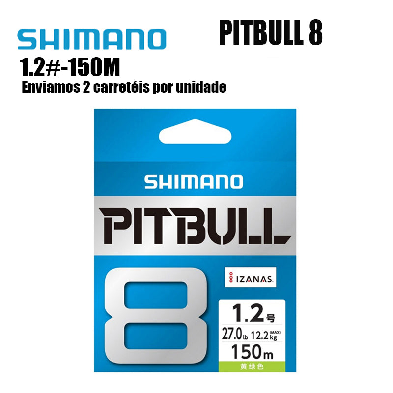 Shimano Pitbull 8X Linha De Pesca PE 150M 1.2 Verde (2 Carretéis)