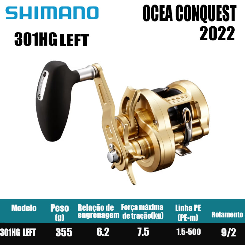 SHIMANO 2022 OCEA CONQUEST, Carretel de Pesca Baitcast para Pesca em Água Salgada  Origem: Japão Carretel de Tambor para Pesca em Barco de Alto-Mar