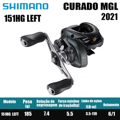 SHIMANO 2021 CURADO MGL 150 Peças de pesca Água salgada Água doce Baitcast Reel Fishing Reel Origem: Malásia Luya Long-range Throwing Wheel