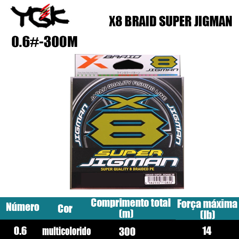 YGK X8 BRAID SUPER JIGMAN Linha De Pesca PE 300M 200M Multicolorido (2 Carretéis)