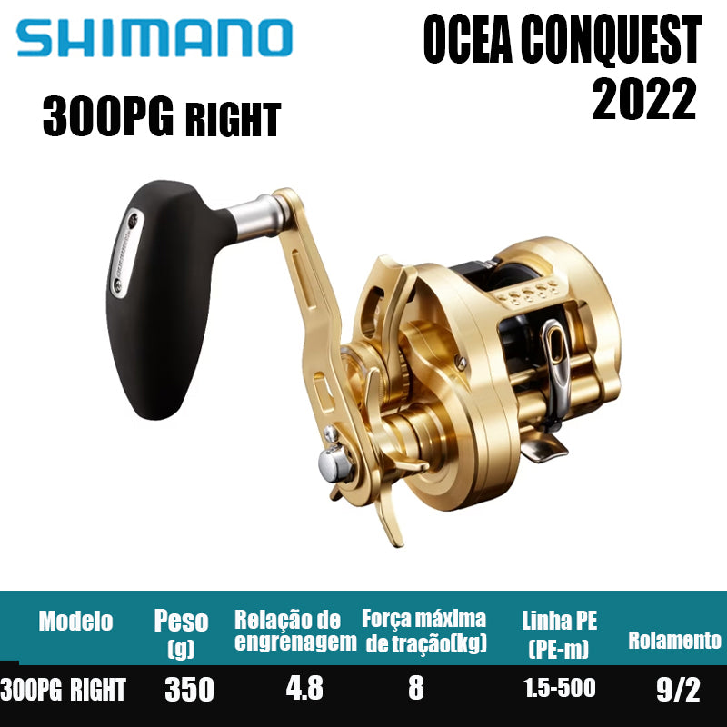 SHIMANO 2022 OCEA CONQUEST, Carretel de Pesca Baitcast para Pesca em Água Salgada  Origem: Japão Carretel de Tambor para Pesca em Barco de Alto-Mar