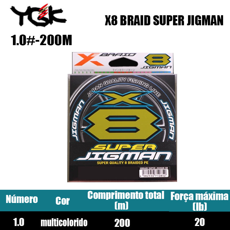 YGK X8 BRAID SUPER JIGMAN Linha De Pesca PE 200M 1.0 Multicolorido (2 Carretéis)