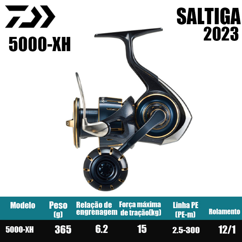 DAIWA 2023 SALTIGA Carretilha de Pesca Spinning Carretilha para Água Doce e Salgada Peças de Reposição Origem: Japão Lançamento de Longa Distância, Pesca de Barco, Pesca de Costa, Pesca Marinha, Carretilhas Grandes de Spinning.