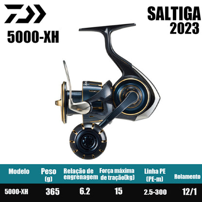 DAIWA 2023 SALTIGA Carretilha de Pesca Spinning Carretilha para Água Doce e Salgada Peças de Reposição Origem: Japão Lançamento de Longa Distância, Pesca de Barco, Pesca de Costa, Pesca Marinha, Carretilhas Grandes de Spinning.