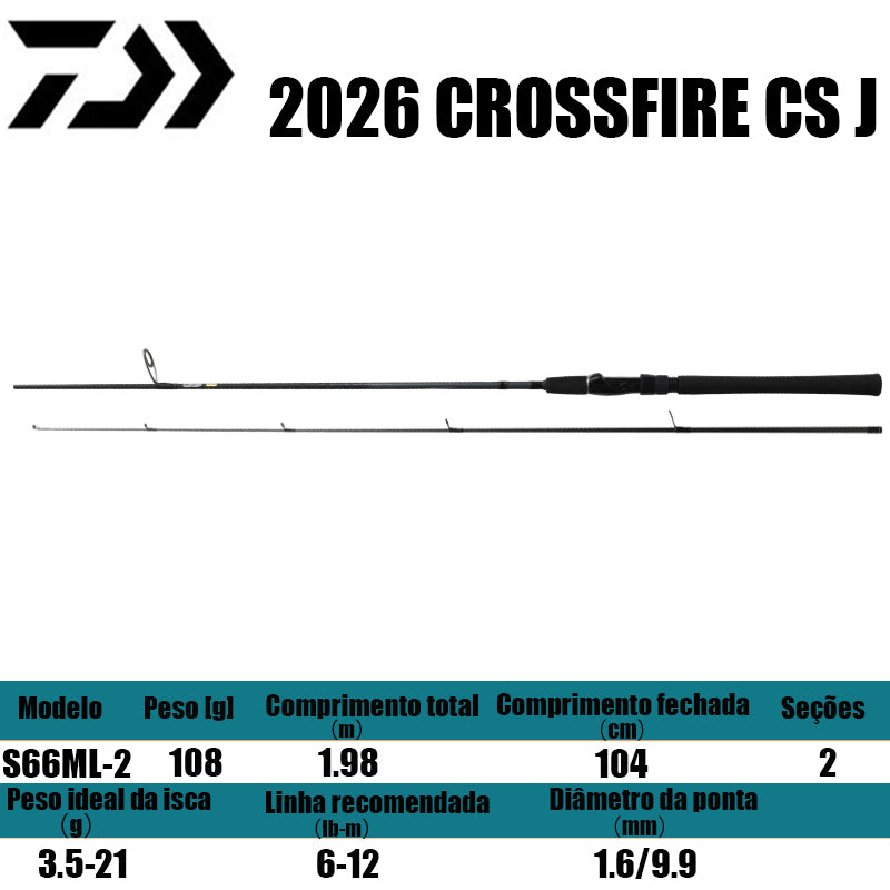 DAIWA 2026 CROSSFIRE CS J S66ML-2 para molinetes de pesca