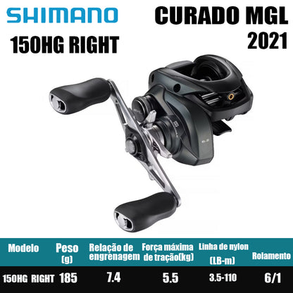 SHIMANO 2021 CURADO MGL 150 Peças de pesca Água salgada Água doce Baitcast Reel Fishing Reel Origem: Malásia Luya Long-range Throwing Wheel