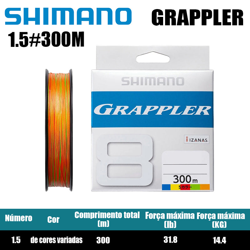 Shimano Grappler 8Braid Linha De Pesca PE 300M Cores Variadas (2 Carretéis)