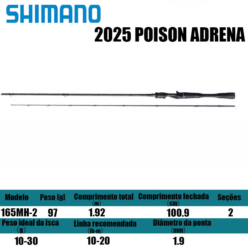 SHIMANO 2025 POISON ADRENA  165MH-2 para carretilhas de pesca