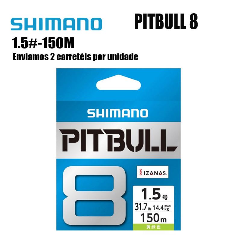 Shimano Pitbull 8X Linha De Pesca PE 150M 1.5 Verde (2 Carretéis)