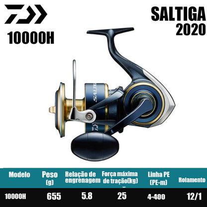 DAIWA 2020 SALTIGA Carretilha de Pesca Spinning Carretilha para Água Doce e Salgada Peças de Reposição Origem: Japão Lançamento de Longa Distância, Pesca de Barco, Pesca de Costa, Pesca Marinha, Carretilhas Grandes de Spinning.