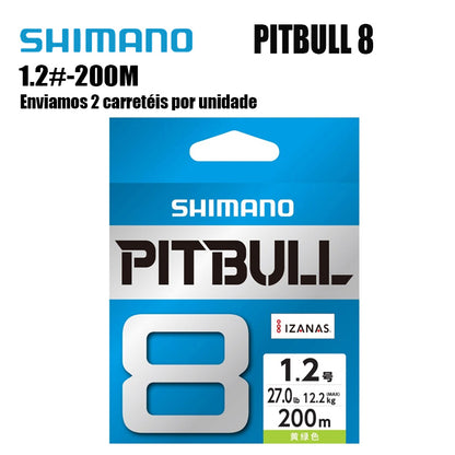Shimano Pitbull 8X Linha De Pesca PE 200M 1.2 Verde (2 Carretéis)