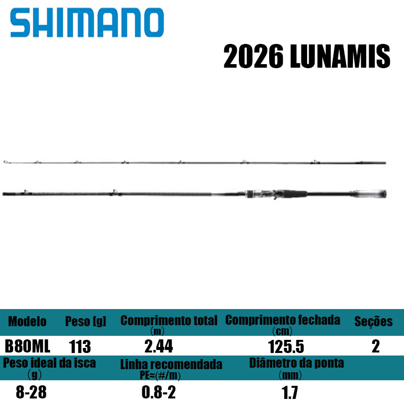 SHIMANO 2026 LUNAMIS B80ML para carretilhas de pesca