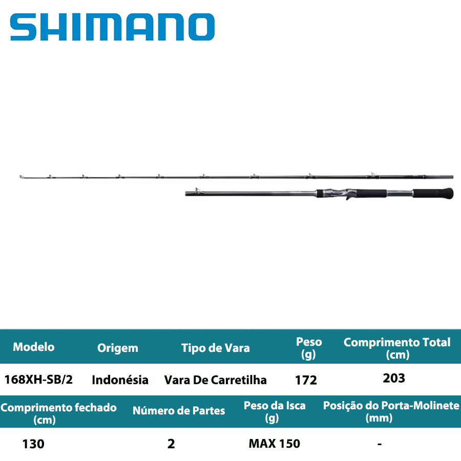 SHIMANO 2022 BANTAM 168XH-SB/2 Vara De Carretilha