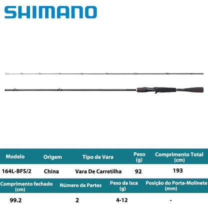 SHIMANO 2020 ZODIAS 164L-BFS/2 Vara De Carretilha