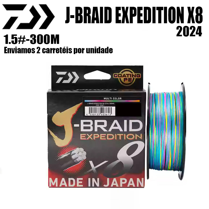 2024 J BRAID X8 EXPEDITION Linha De Pesca PE 300M 1.5 Multicolorido(2 Carretéis)