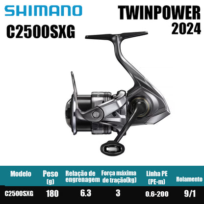 SHIMANO 2024 TWINPOWER carretel de pesca bobina giratória de água doce peças de pesca de água salgada Origem: Japão
