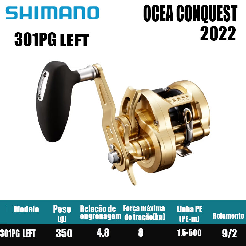 SHIMANO 2022 OCEA CONQUEST, Carretel de Pesca Baitcast para Pesca em Água Salgada  Origem: Japão Carretel de Tambor para Pesca em Barco de Alto-Mar