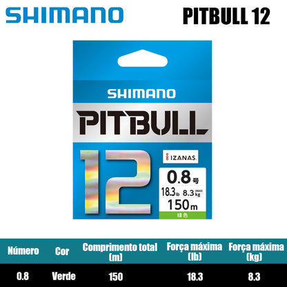 Shimano Pitbull 12X Linha De Pesca PE 150M Verde (2 Carretéis)