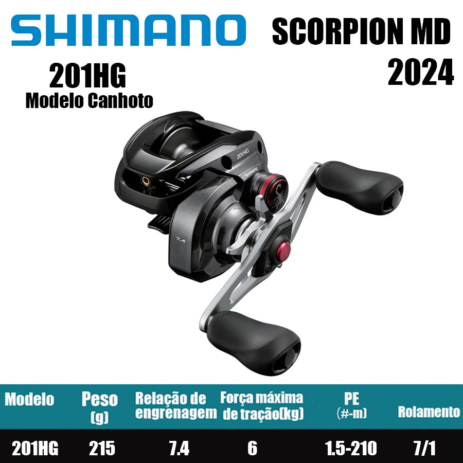 SHIMANO 2024 Scorpion MD 201HG Modelo Canhoto