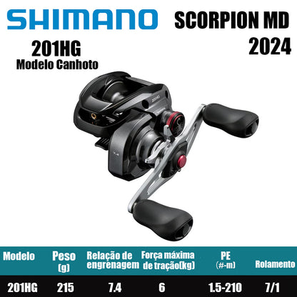 SHIMANO 2024 Scorpion MD 201HG Modelo Canhoto