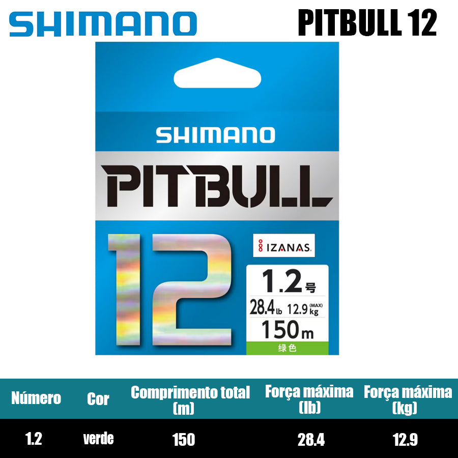 Shimano Pitbull 12X Linha De Pesca PE 150M Verde (2 Carretéis)