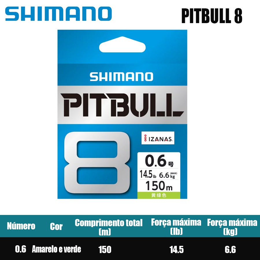 Shimano Pitbull 8X Linha De Pesca PE 150M Verde (2 Carretéis)