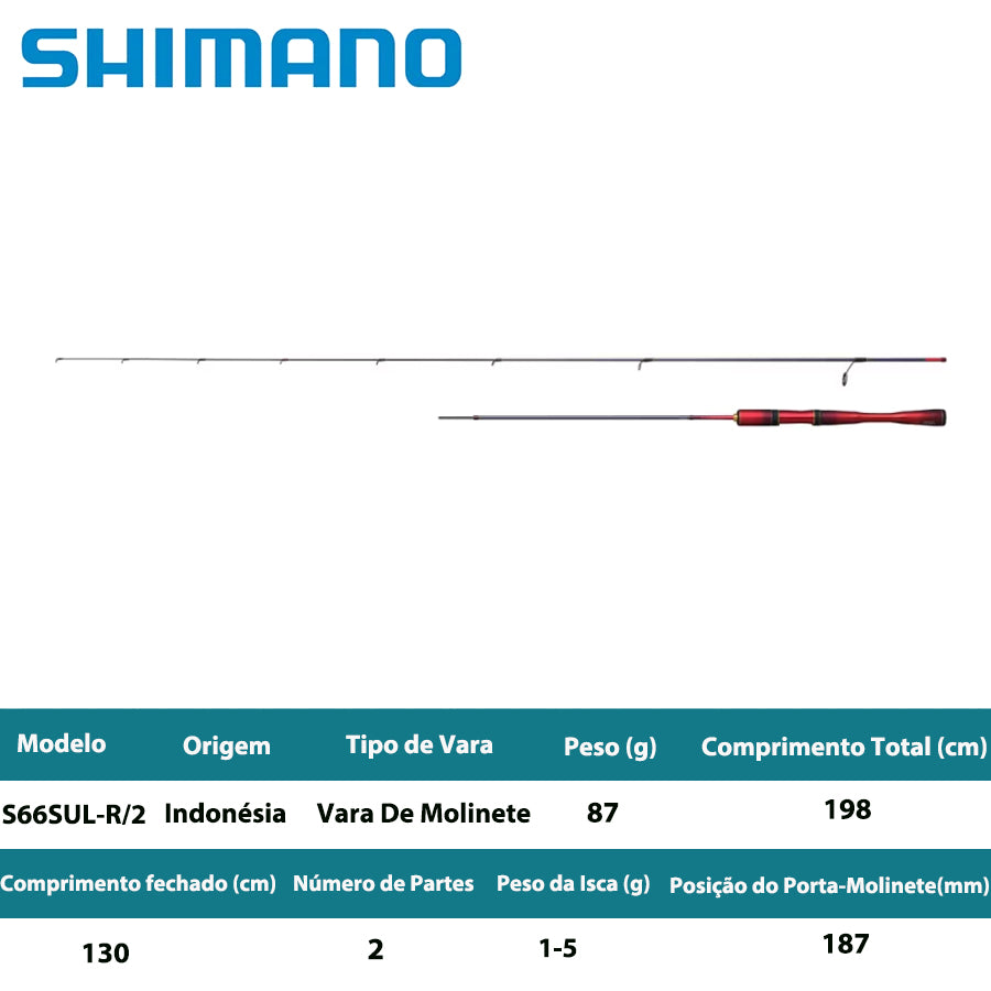 SHIMANO 2024 WORLD SHAULA TECHNICAL EDITION S66SUL-R/2 Vara De Molinete