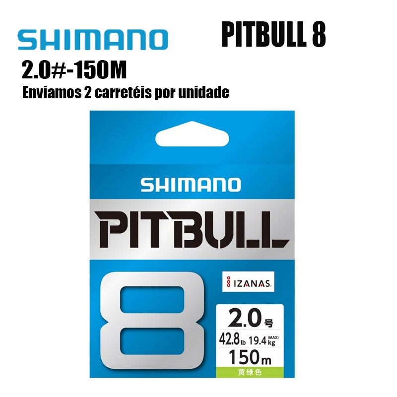 Shimano Pitbull 8X Linha De Pesca PE 150M 2.0 Verde (2 Carretéis)