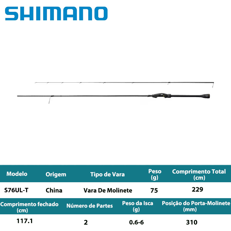 SHIMANO 2021 SOARE XR S76UL-T Vara De Molinete